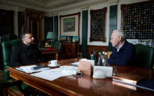 Володимир Зеленський та Ігор Терехов під час зустрічі щодо захисту Харкова